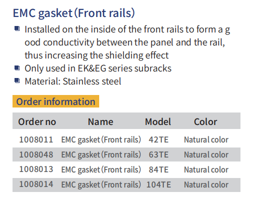 EMC Gasket (Front Rails)