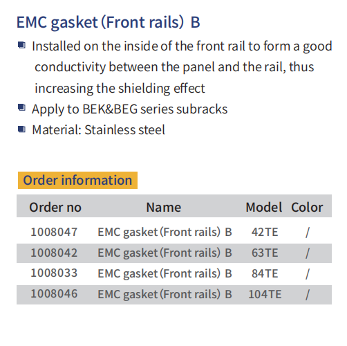 EMC gasket B(Front rails)